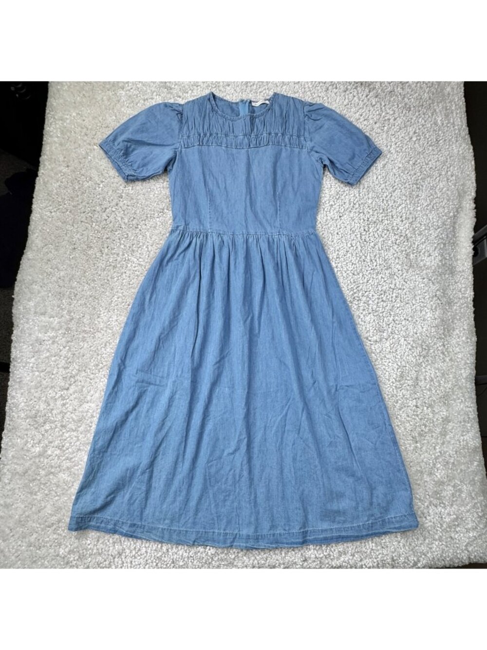 Neuflora Blue Chambrey Denim Midi Dress Womens Small
